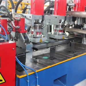 Multi stage hydraulic operated press for roll forming lines